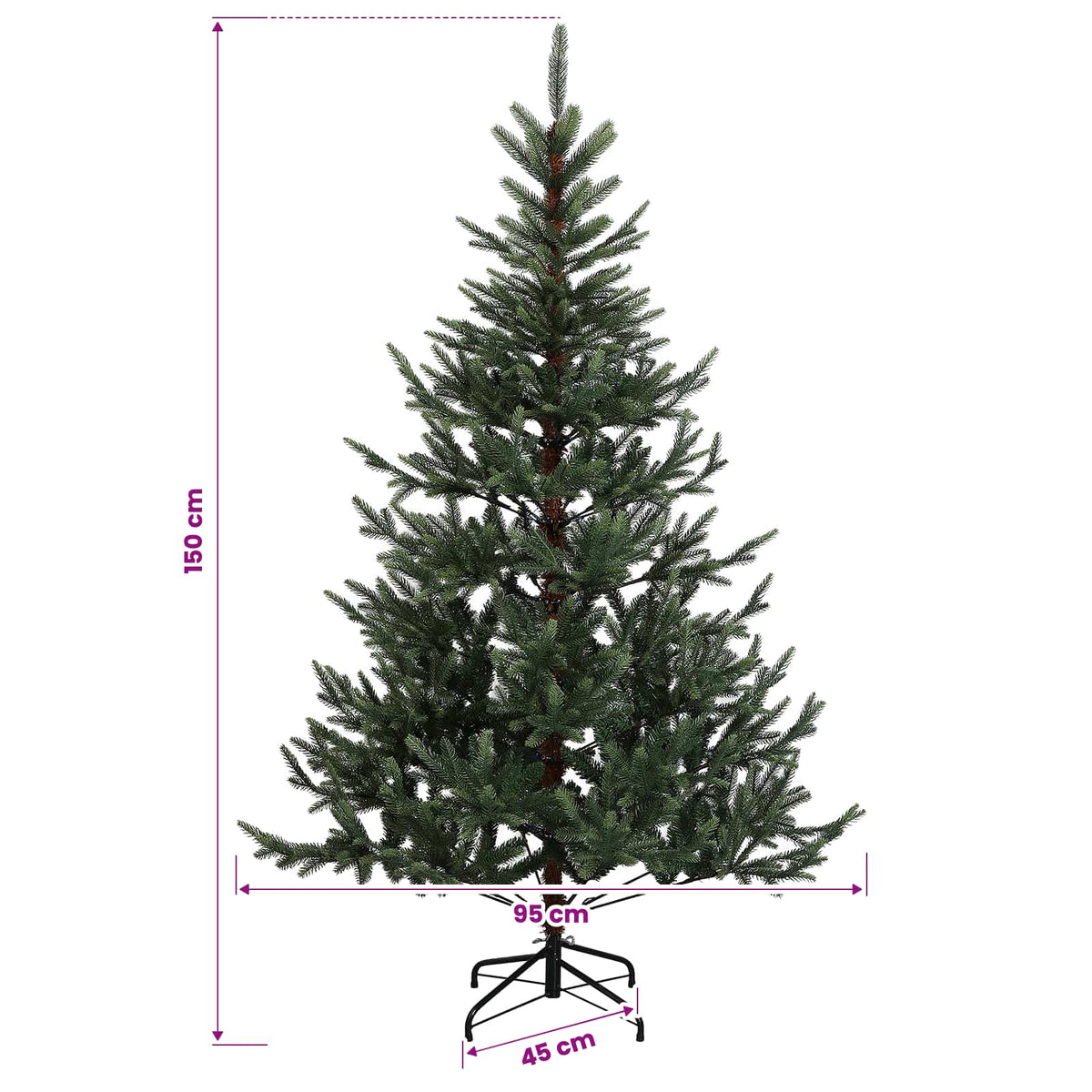 vidaXL Sztuczna choinka z zawiasami 150 cm 150 LED Ciepła biel