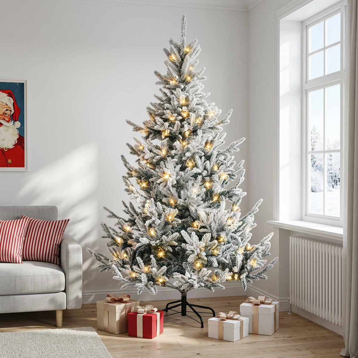 vidaXL Sztuczna choinka z zawiasami 150 cm 150 LED Ciepła biel