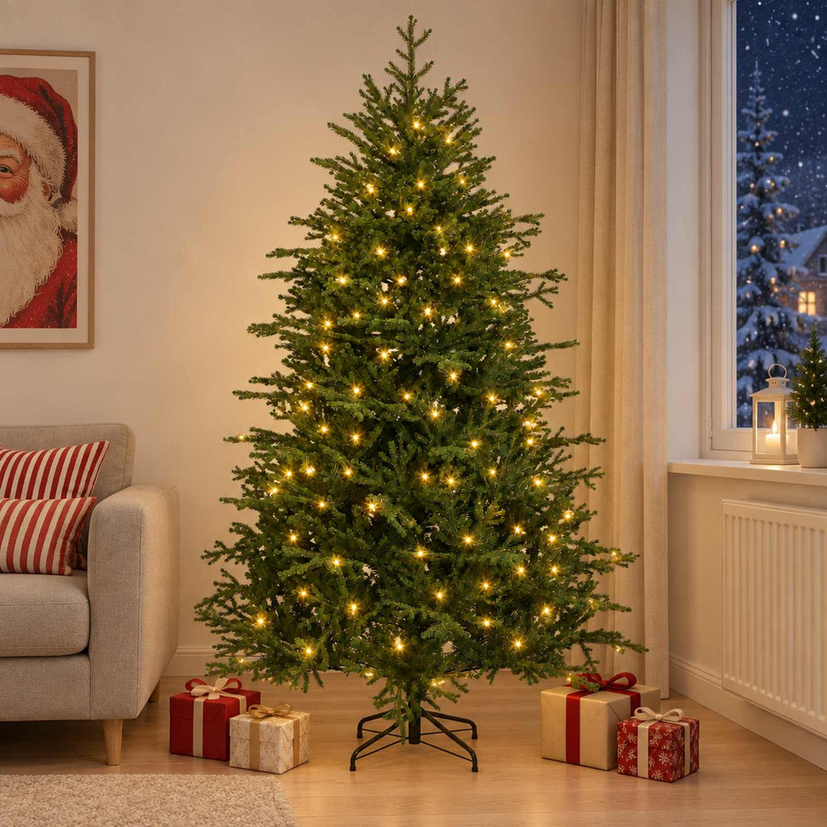 vidaXL Sztuczna choinka z zawiasami 150 cm 150 LED Ciepła biel