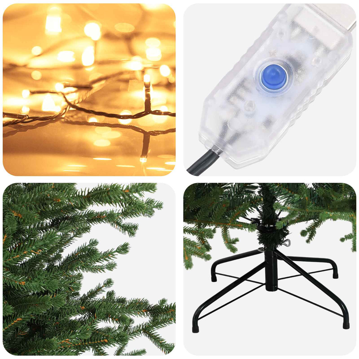 vidaXL Sztuczna choinka z zawiasami 150 cm 150 LED Ciepła biel