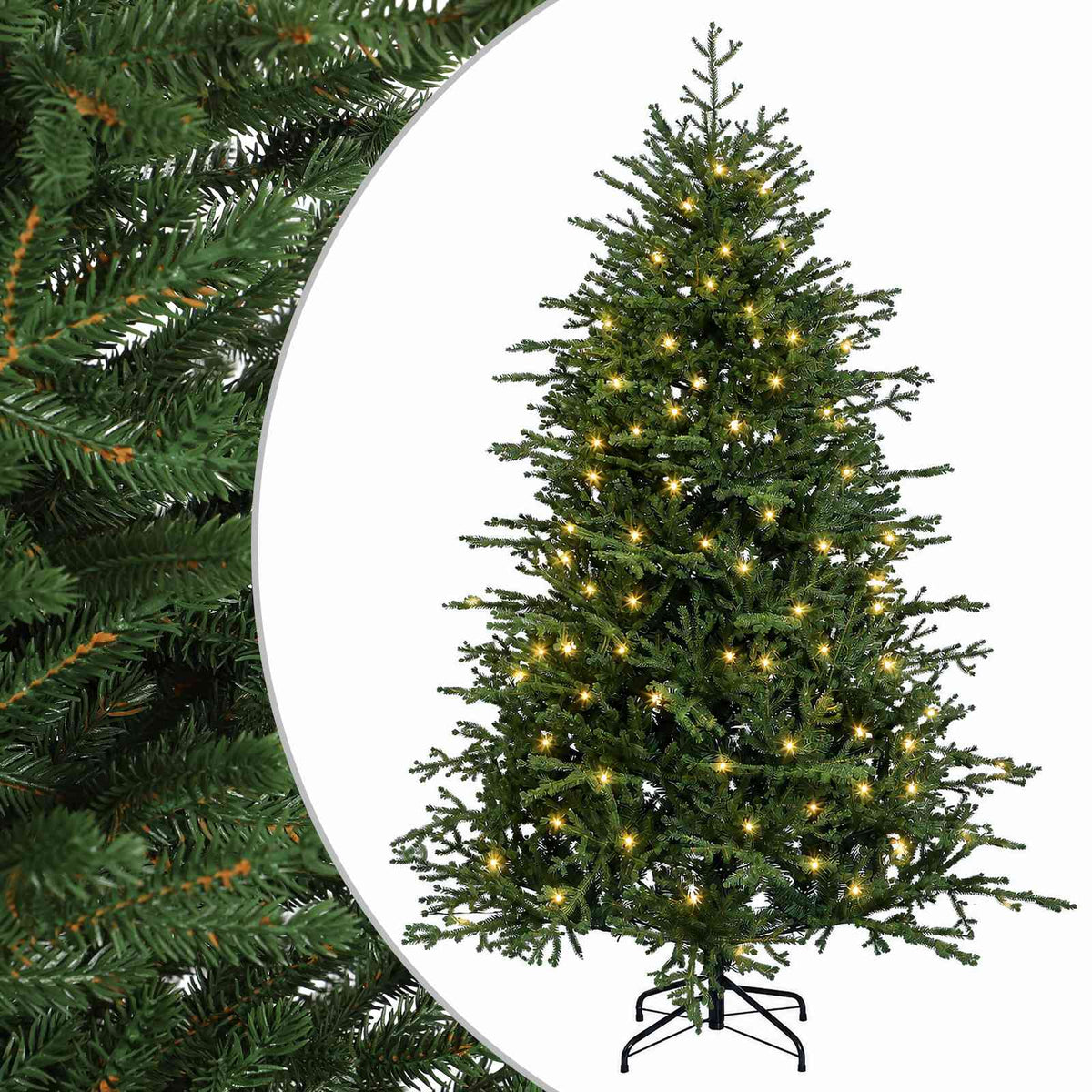 vidaXL Sztuczna choinka z zawiasami 150 cm 150 LED Ciepła biel