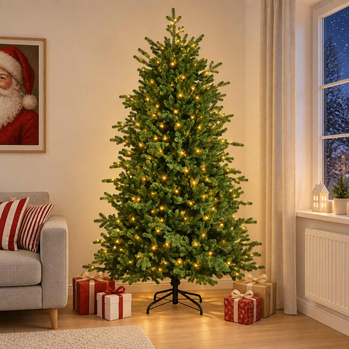 vidaXL Sztuczna choinka z zawiasami 120 cm 150 LED Ciepła biel