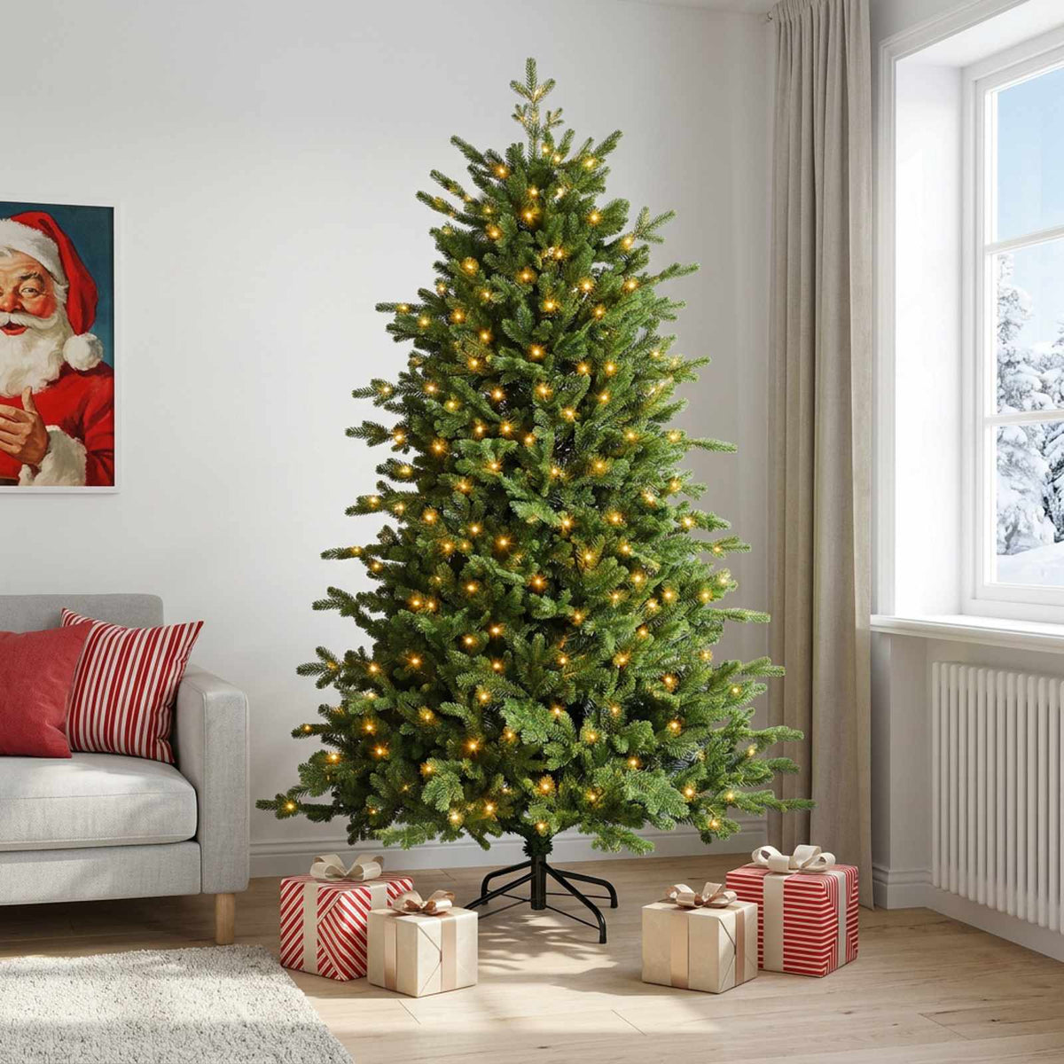 vidaXL Sztuczna choinka z zawiasami 120 cm 150 LED Ciepła biel