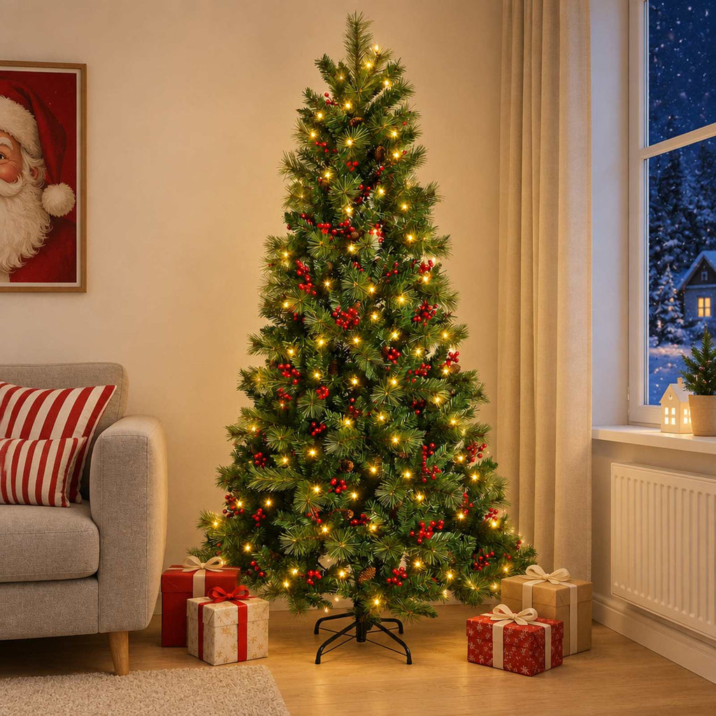 vidaXL Sztuczna choinka z zawiasami 240 cm 300 LED Ciepła biel