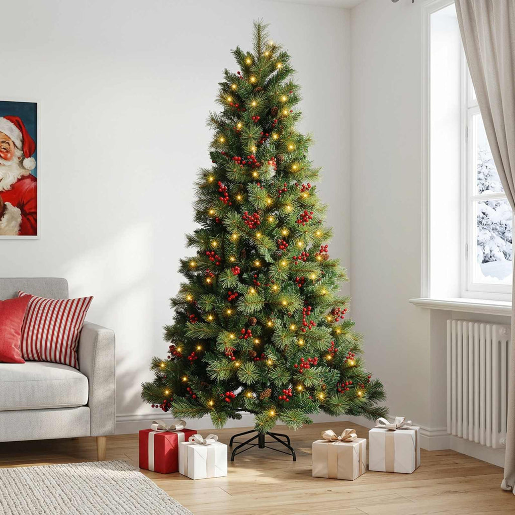 vidaXL Sztuczna choinka z zawiasami 240 cm 300 LED Ciepła biel