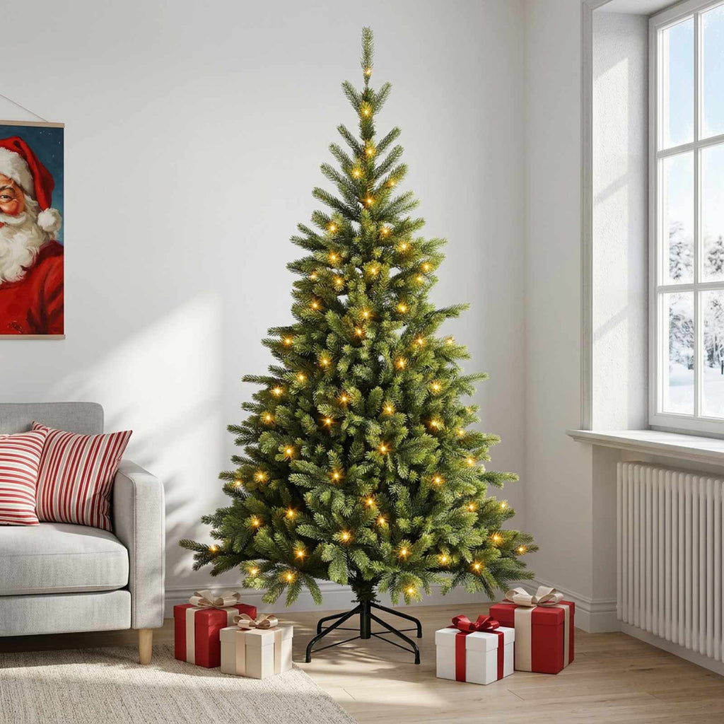 vidaXL Sztuczna choinka z zawiasami 240 cm 300 LED Ciepła biel