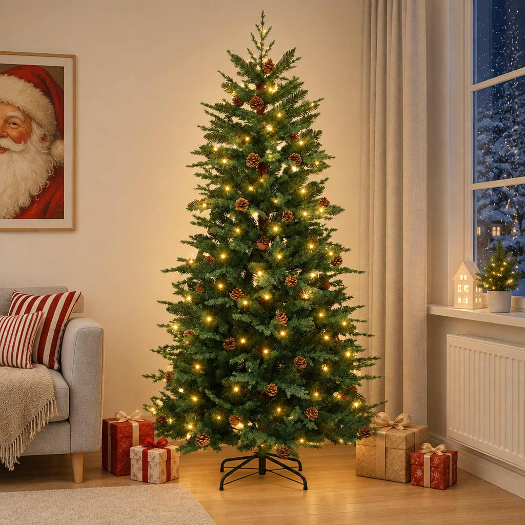 vidaXL Sztuczna choinka z zawiasami 150 cm 150 LED Ciepła biel