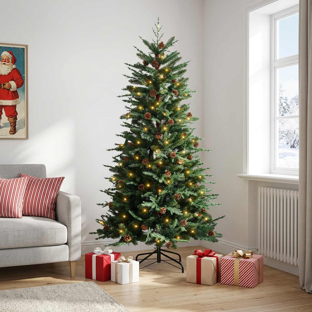 vidaXL Sztuczna choinka z zawiasami 150 cm 150 LED Ciepła biel