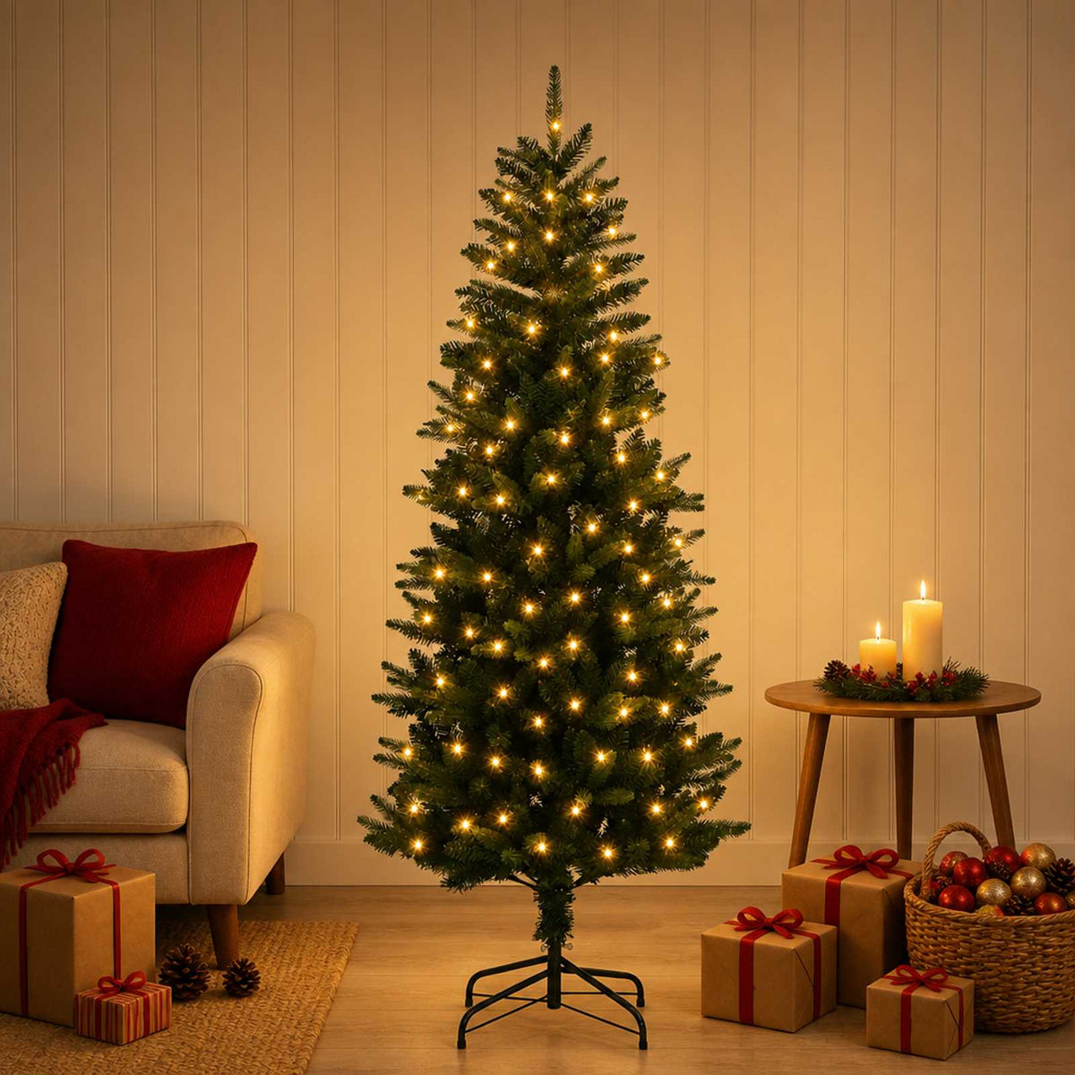 vidaXL Sztuczna choinka z zawiasami 120 cm 150 LED Ciepła biel