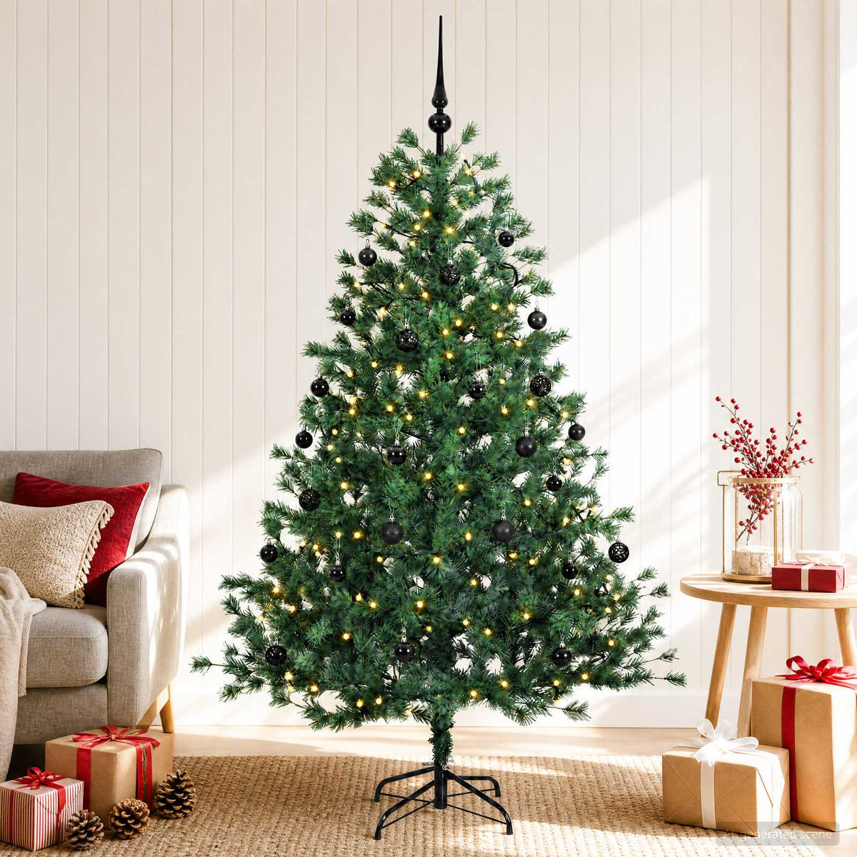 vidaXL Sztuczna choinka z bombką 150 cm 150 LED Ciepła biel
