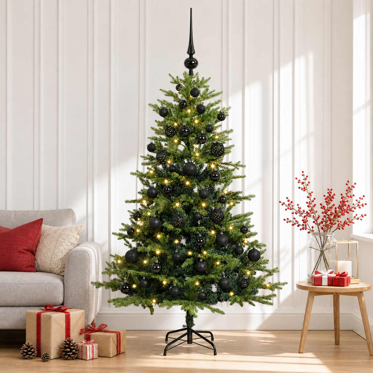 vidaXL Sztuczna choinka z bombką 120 cm 150 LED Ciepła biel