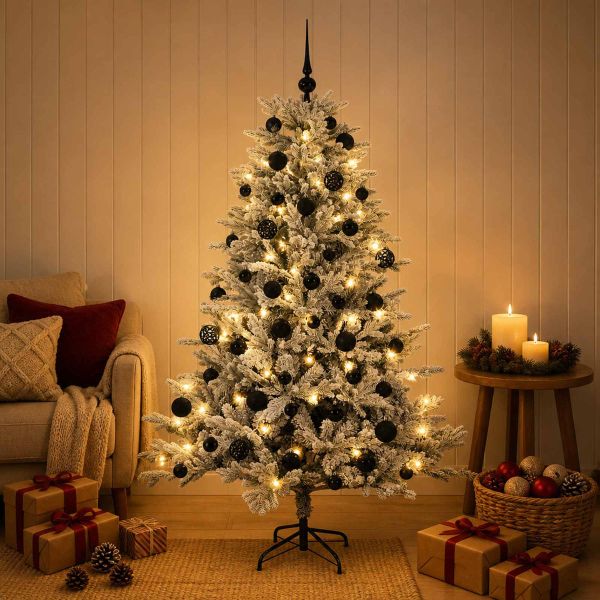 vidaXL Sztuczna choinka z bombką 120 cm 150 LED Ciepła biel