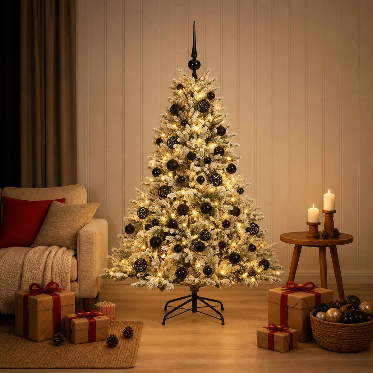 vidaXL Sztuczna choinka z bombką 120 cm 150 LED Ciepła biel