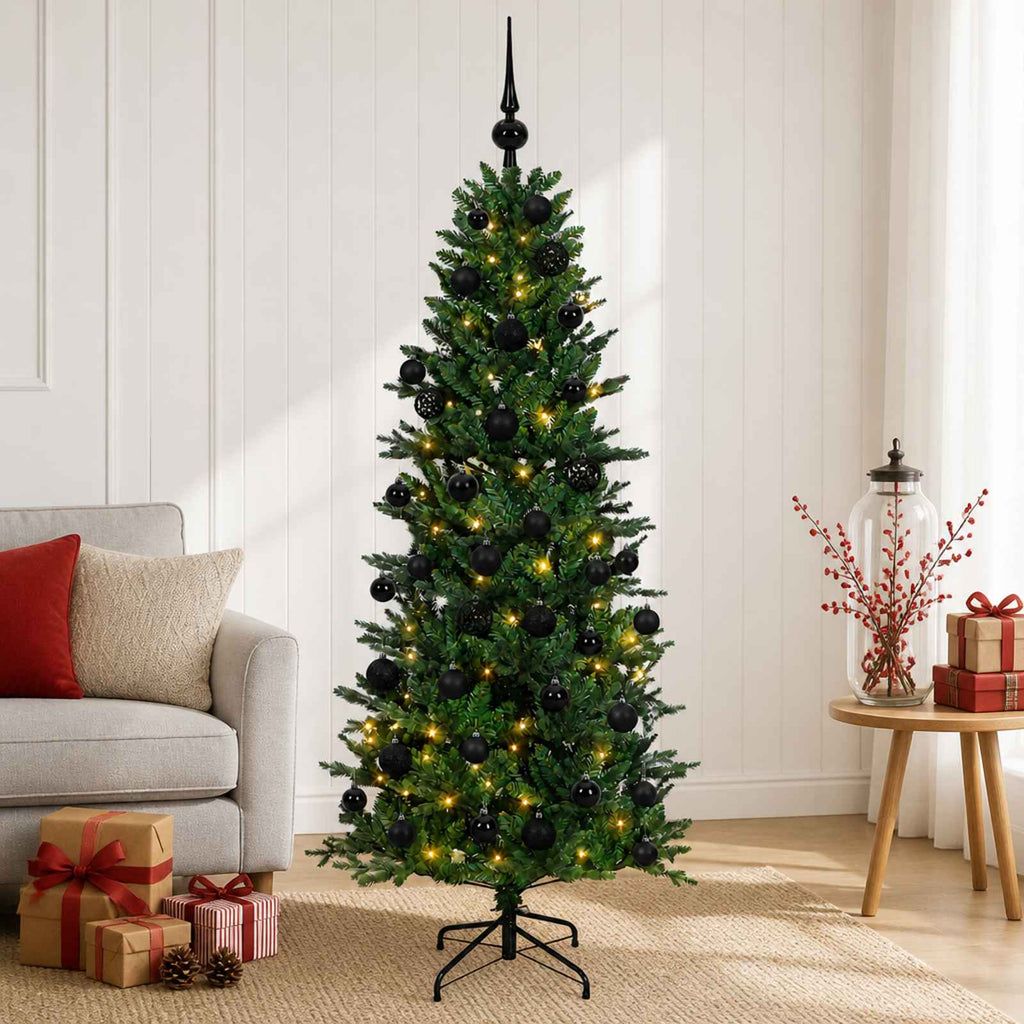 vidaXL Sztuczna choinka z bombką 150 cm 150 LED Ciepła biel PVC i PE