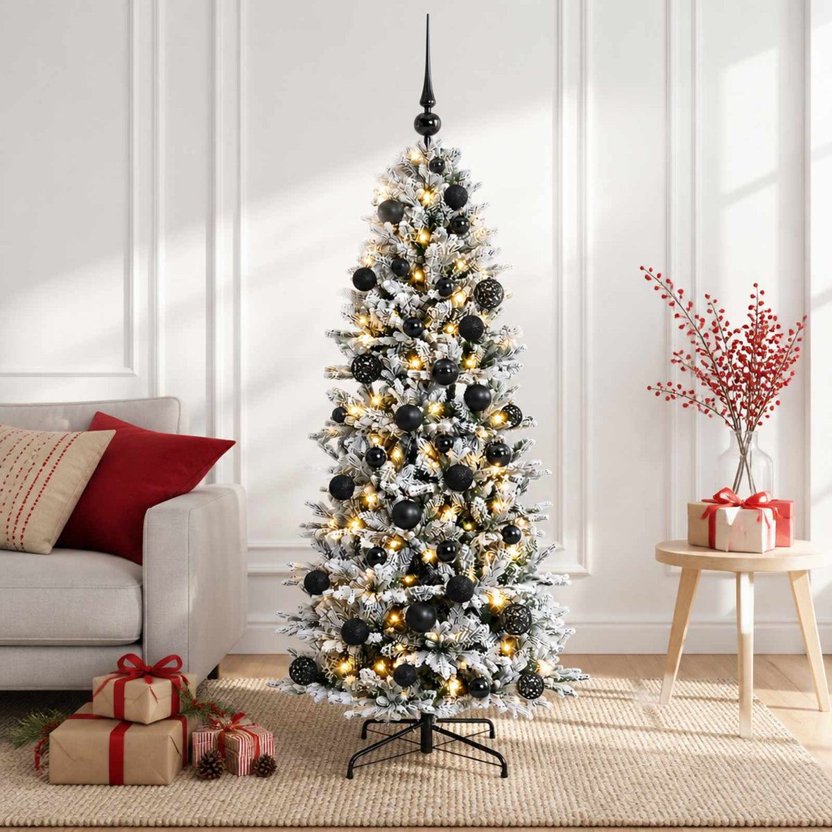 vidaXL Sztuczna choinka z bombką 150 cm 150 LED Ciepła biel PVC i PE