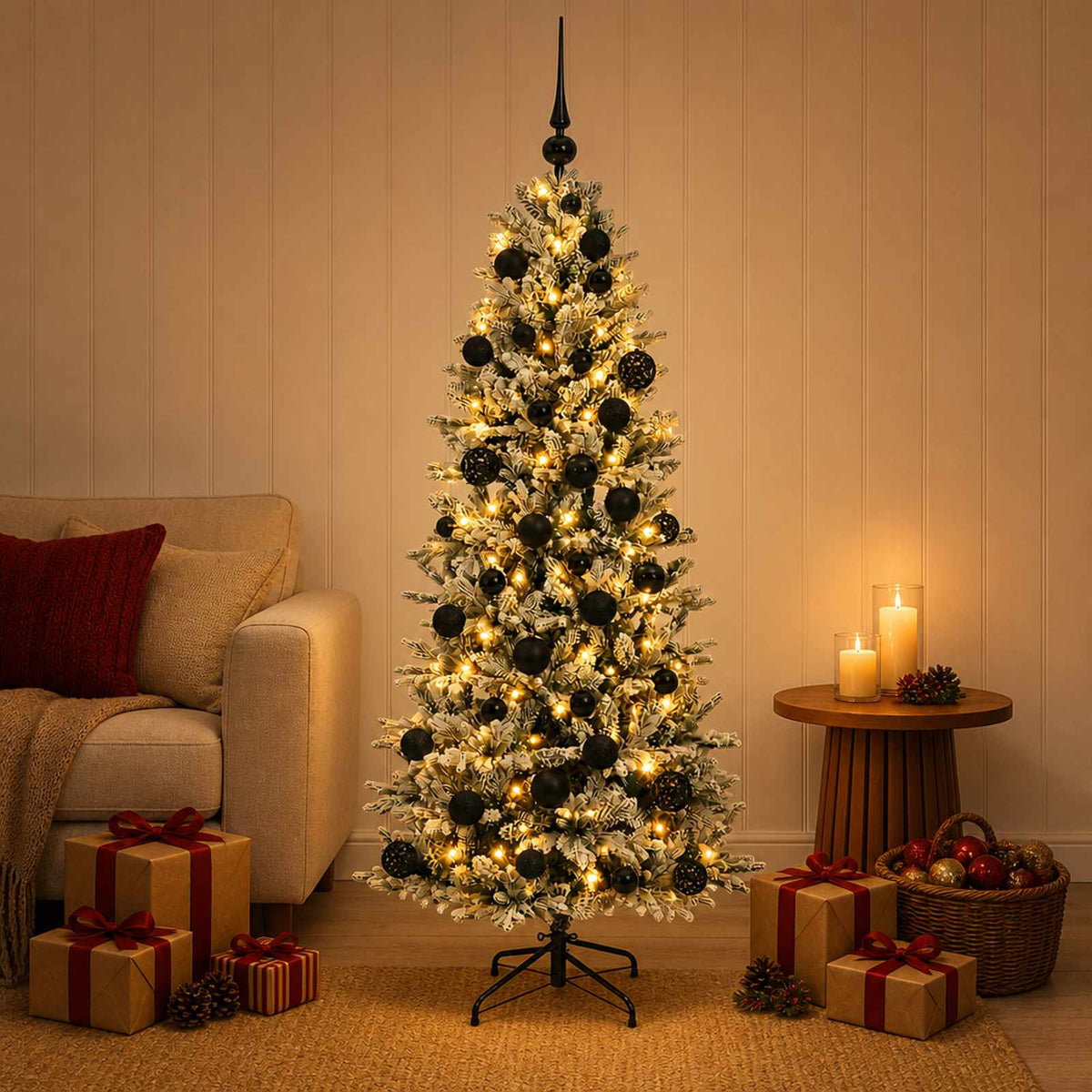vidaXL Sztuczna choinka z bombką 150 cm 150 LED Ciepła biel PVC i PE