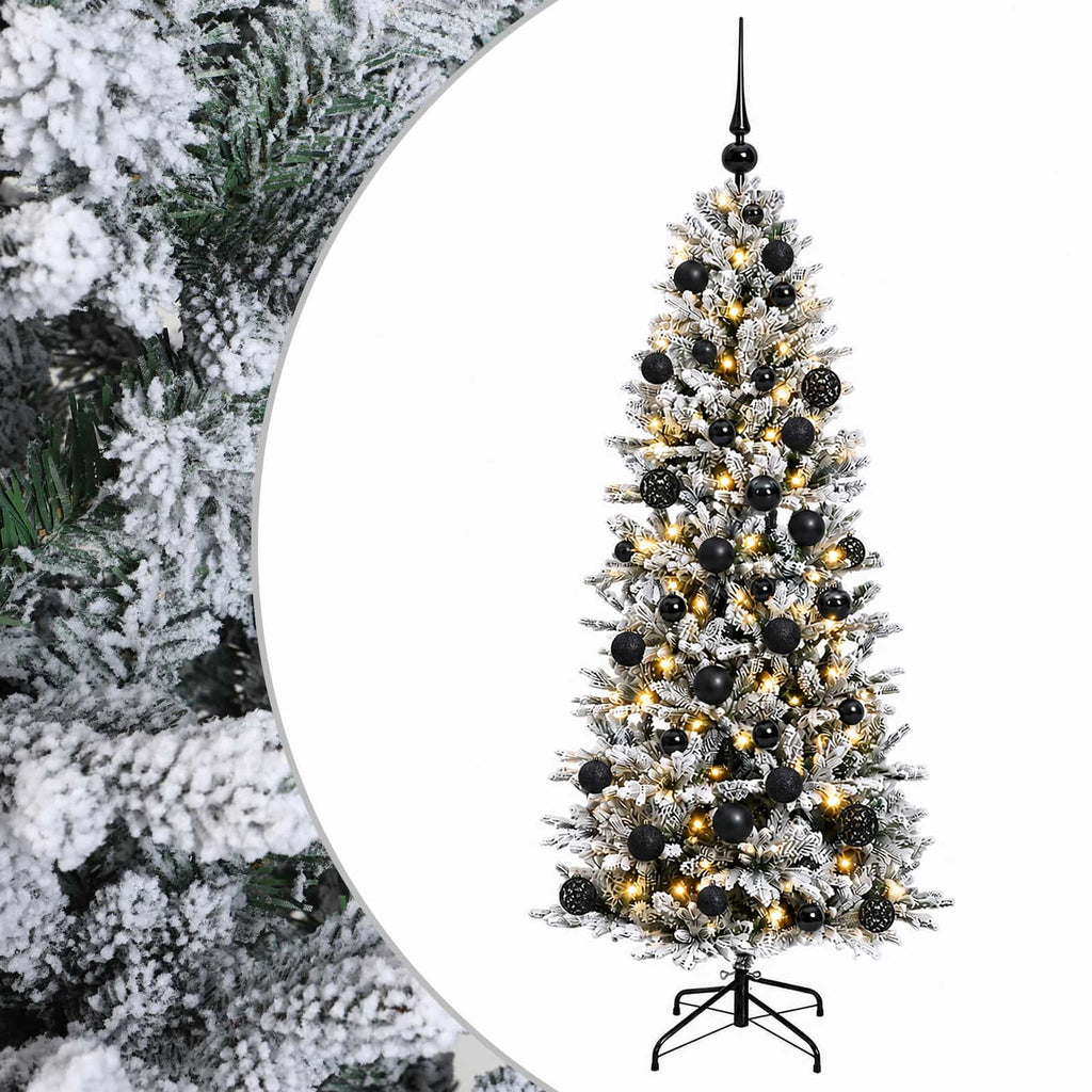 vidaXL Sztuczna choinka z bombką 150 cm 150 LED Ciepła biel PVC i PE