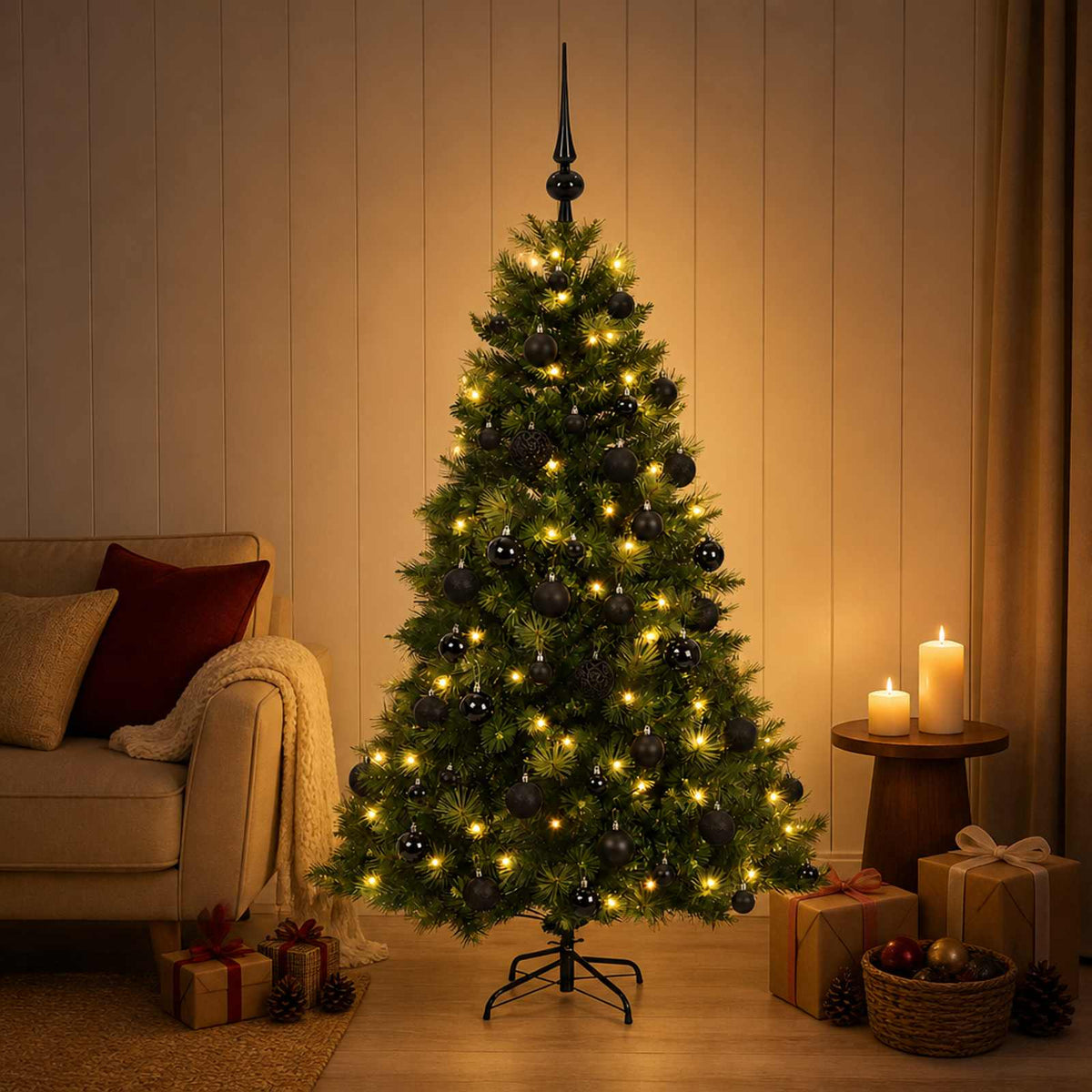 vidaXL Sztuczna choinka z bombką 120 cm 150 LED Ciepła biel