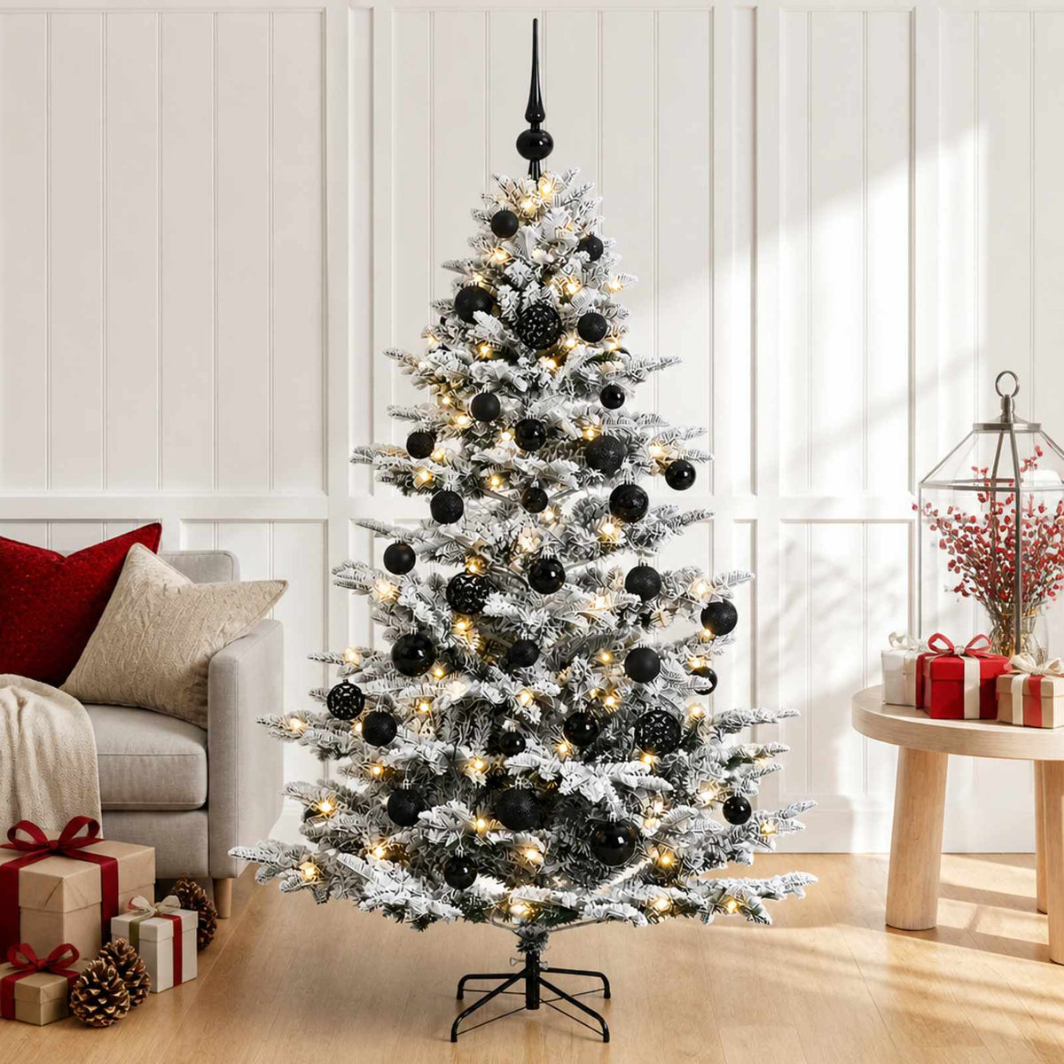 vidaXL Sztuczna choinka z bombką 150 cm 150 LED Ciepła biel PE i PVC