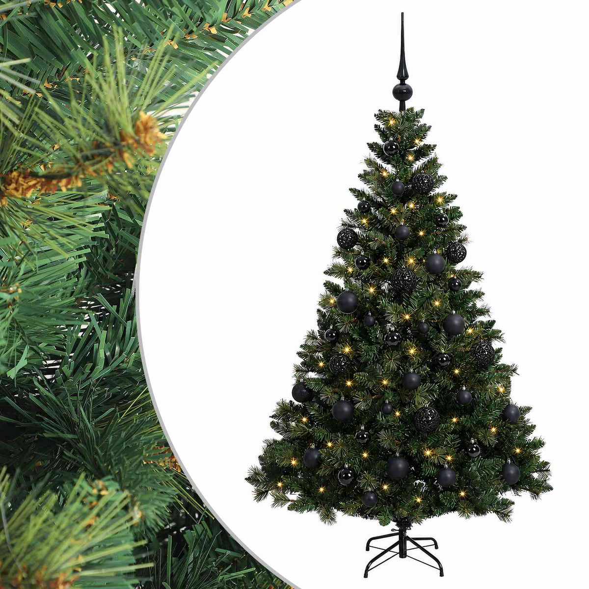 vidaXL Sztuczna choinka z bombkami 150 cm 150 LED Ciepła biel