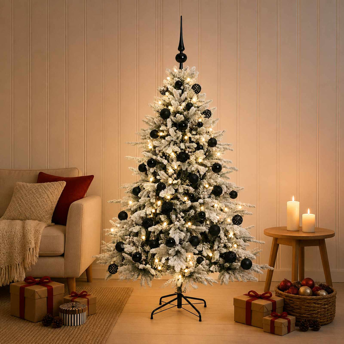 vidaXL Sztuczna choinka z bombką 120 cm 150 LED Ciepła biel