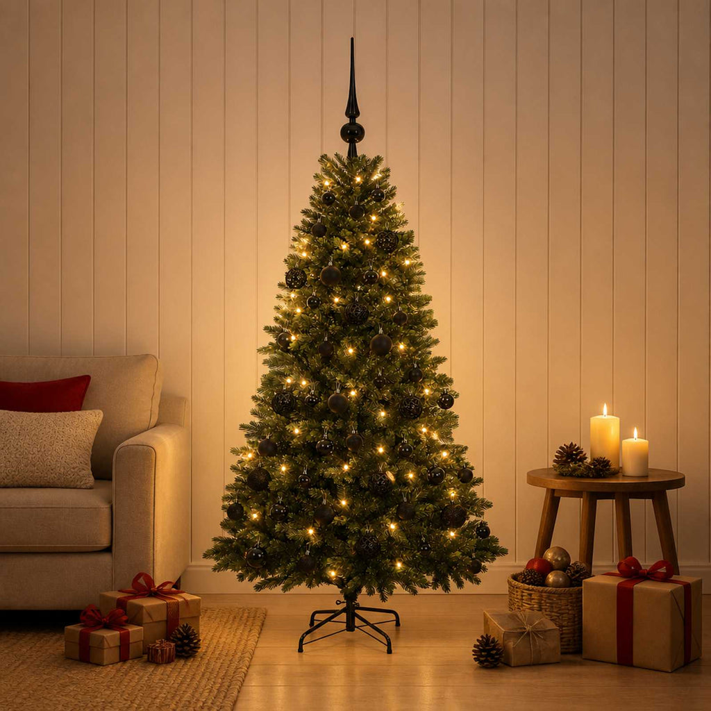 vidaXL Sztuczna choinka z bombkami 150 cm 150 LED Ciepła biel