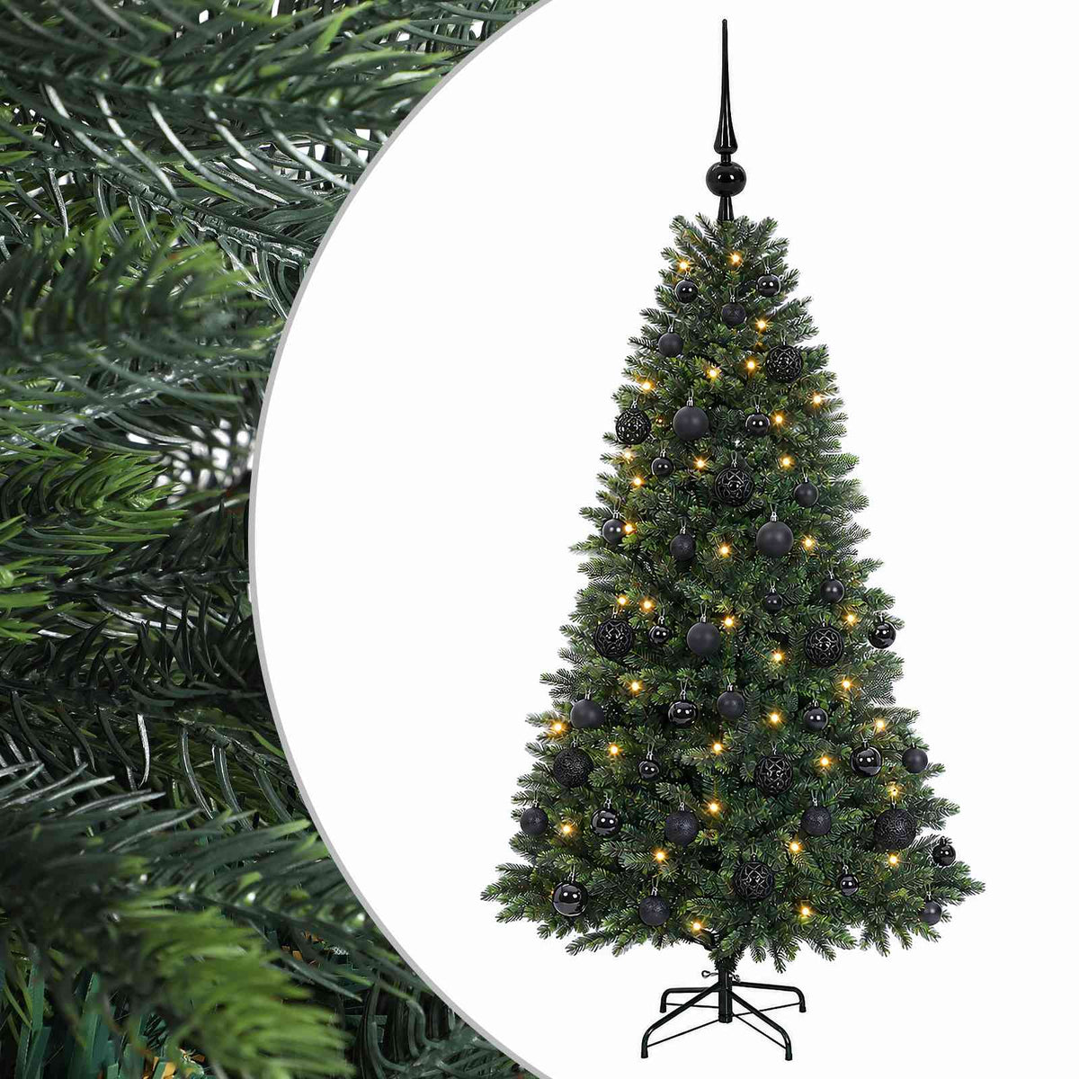 vidaXL Sztuczna choinka z bombkami 150 cm 150 LED Ciepła biel