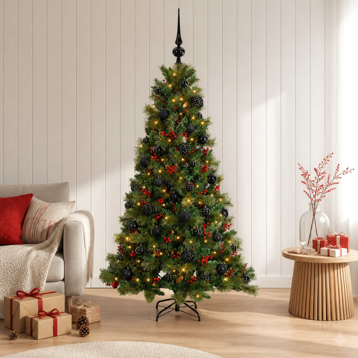 vidaXL Sztuczna choinka z bombką 150 cm 150 LED Ciepła biel