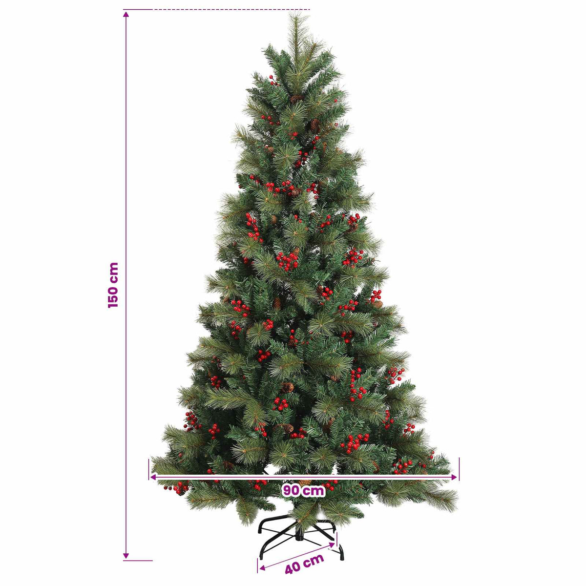 vidaXL Sztuczna choinka z bombką 150 cm 150 LED Ciepła biel