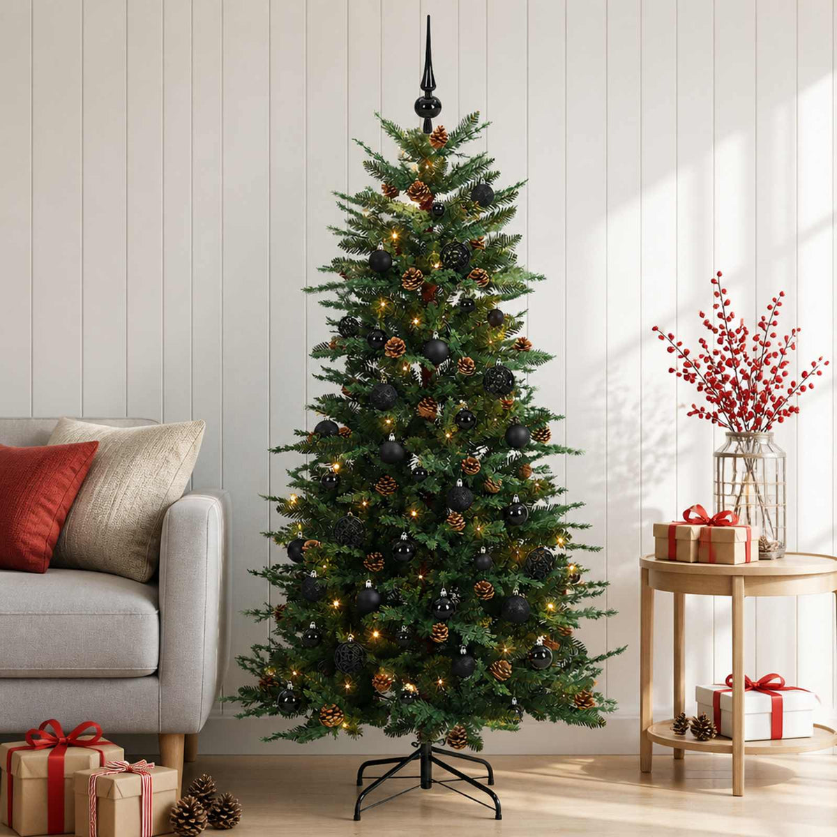 vidaXL Sztuczna choinka z zawiasami 150 cm 150 LED Ciepła biel