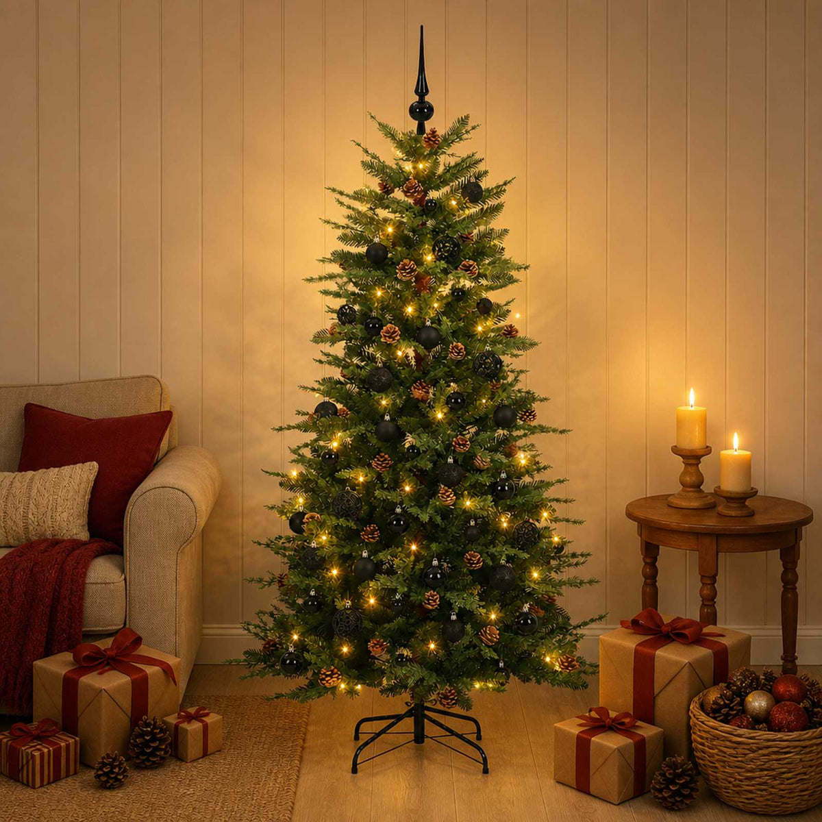 vidaXL Sztuczna choinka z zawiasami 150 cm 150 LED Ciepła biel