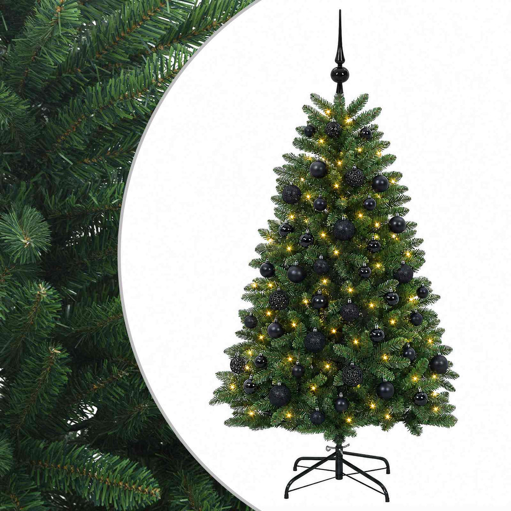 vidaXL Sztuczna choinka, średniozielona, z bombkami 150 cm 150 LED