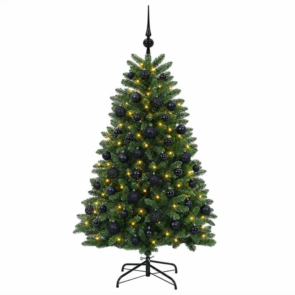 vidaXL Sztuczna choinka, średniozielona, z bombkami 150 cm 150 LED