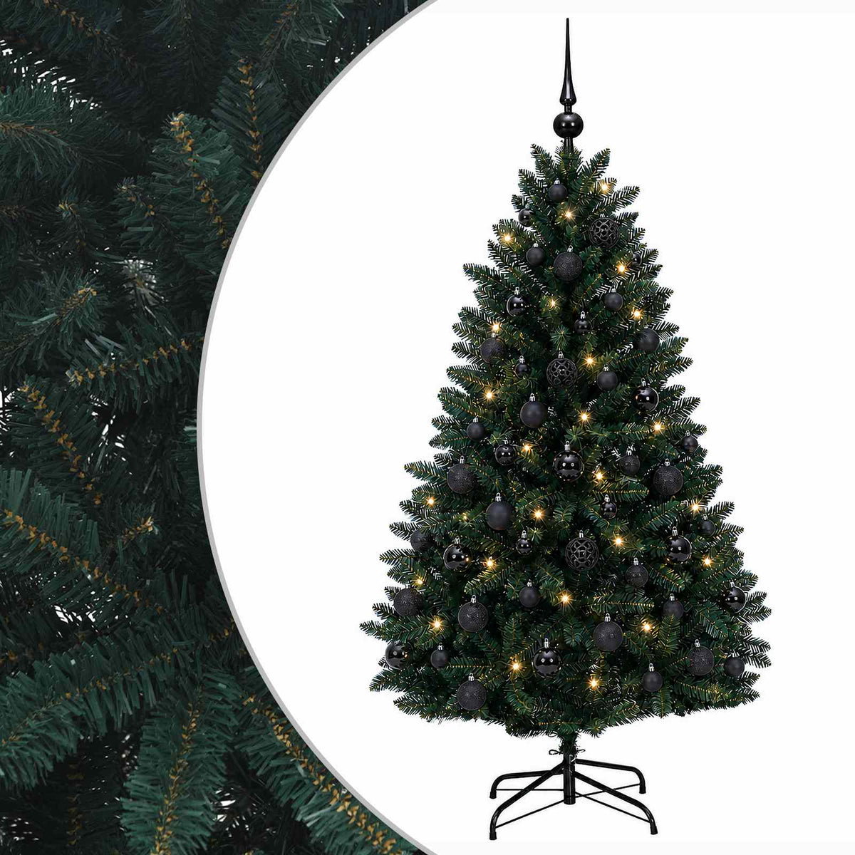 vidaXL Sztuczna choinka, ciemnozielona, z bombkami 150 cm 150 LED