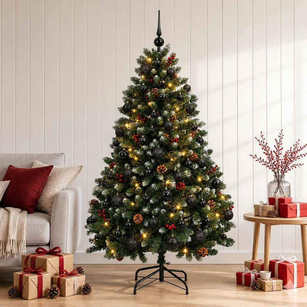 vidaXL Sztuczna choinka zielona z bombką 180 cm 300 LED Ciepła biel
