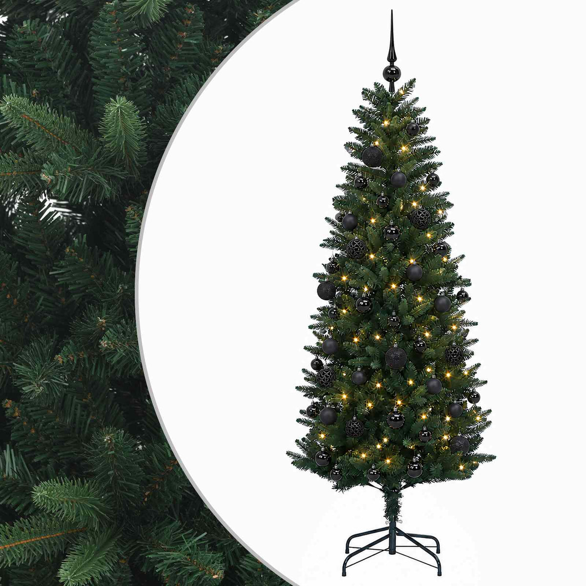 vidaXL Sztuczna choinka z bombkami 150 cm 150 LED Ciepła biel PE i PVC