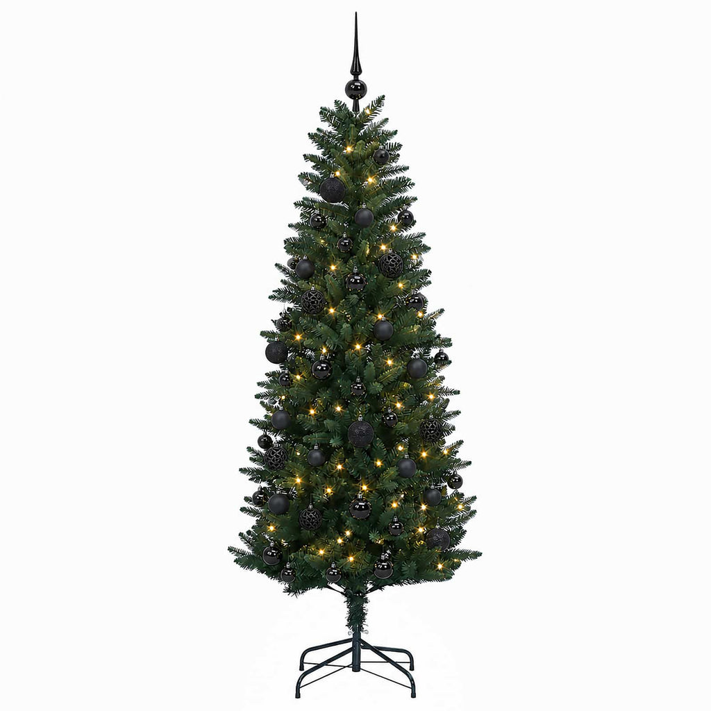 vidaXL Sztuczna choinka z bombkami 150 cm 150 LED Ciepła biel PE i PVC