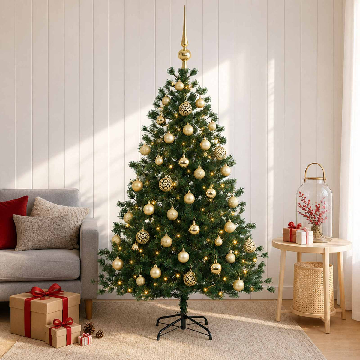 vidaXL Sztuczna choinka z bombką 150 cm 150 LED Ciepła biel
