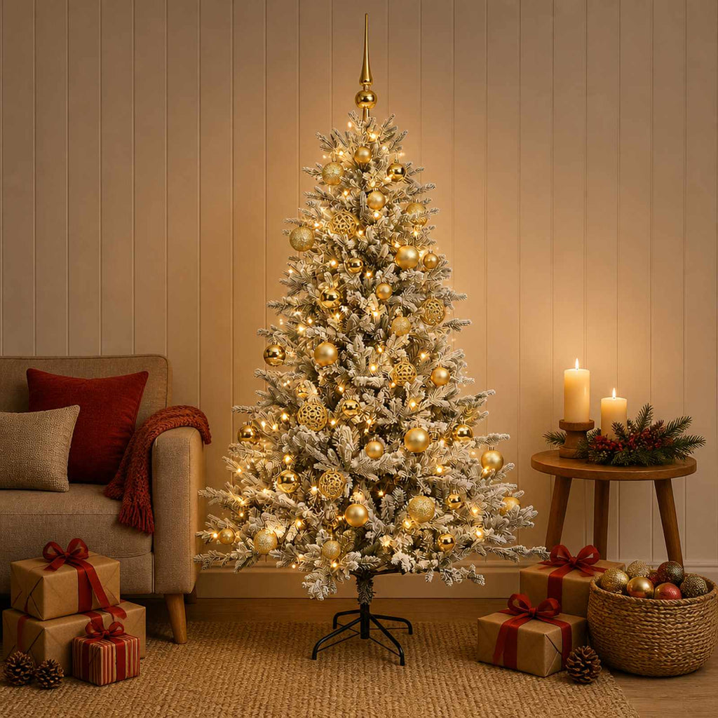 vidaXL Sztuczna choinka z bombką 120 cm 150 LED Ciepła biel