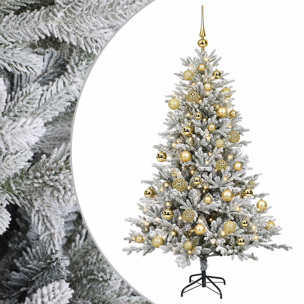 vidaXL Sztuczna choinka z bombkami 150 cm 150 LED Ciepła biel