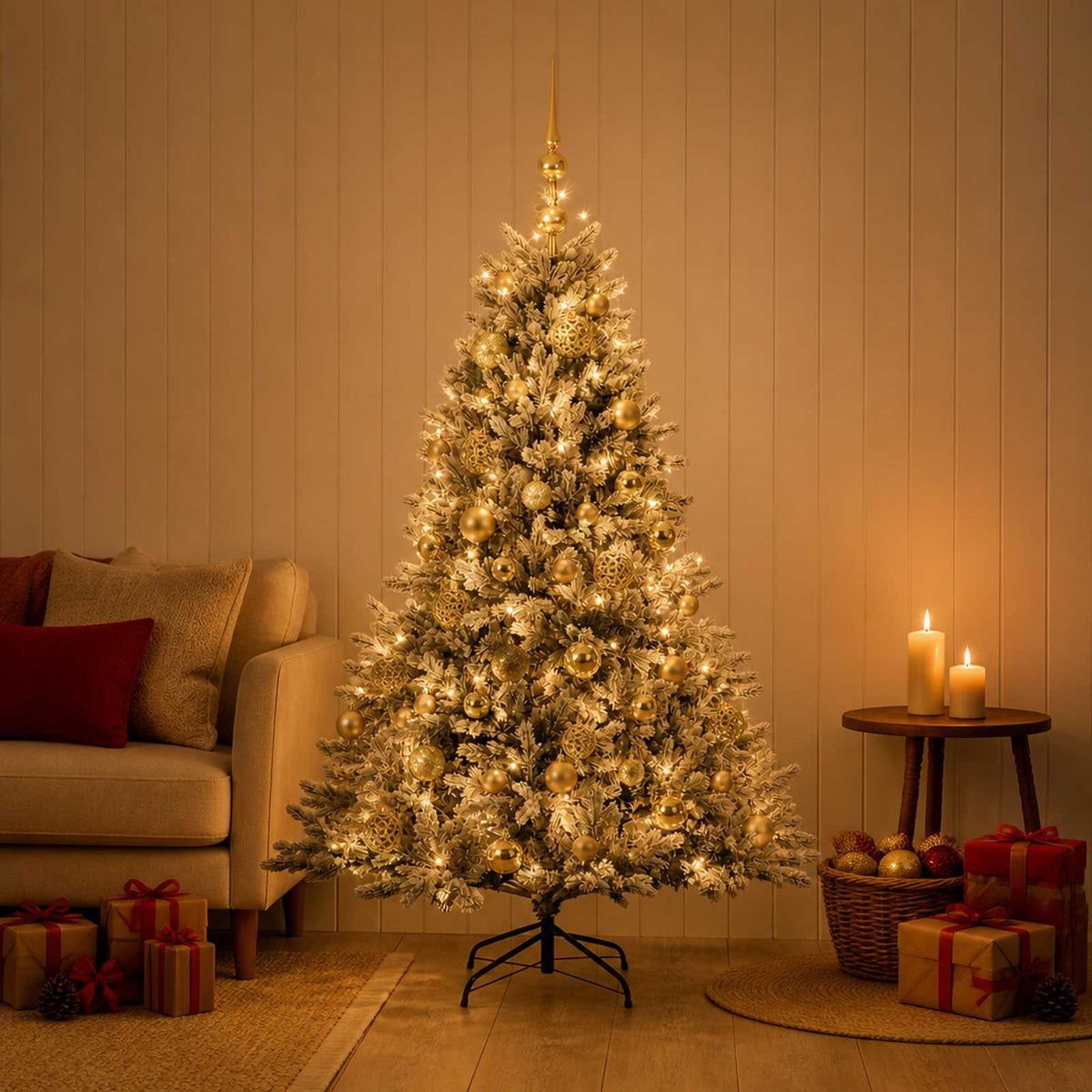 vidaXL Sztuczna choinka z bombką 120 cm 150 LED Ciepła biel