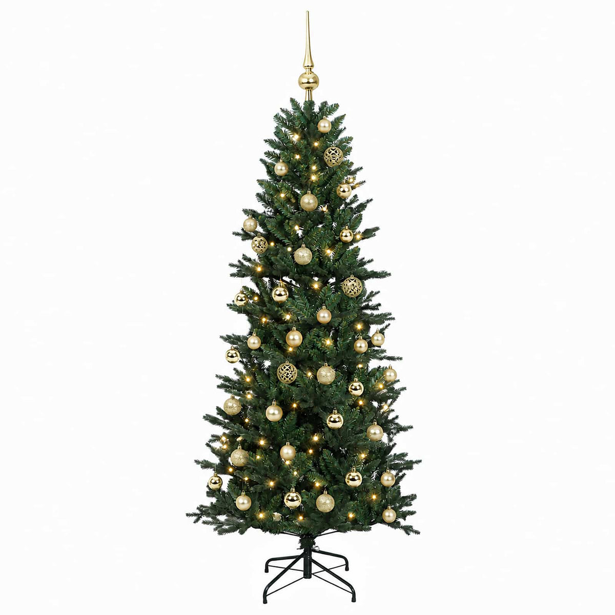 vidaXL Sztuczna choinka z bombką 120 cm 150 LED Ciepła biel PVC i PE