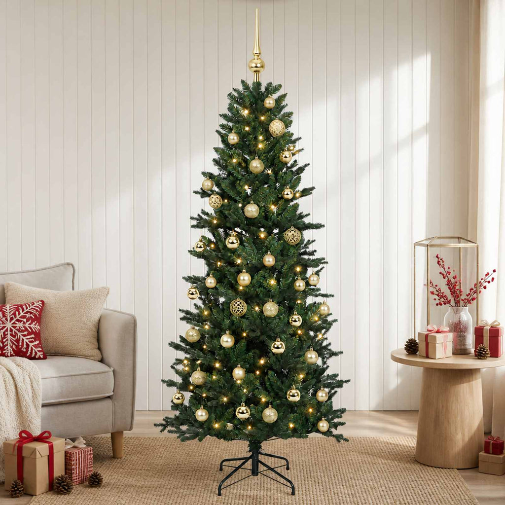 vidaXL Sztuczna choinka z bombką 120 cm 150 LED Ciepła biel PVC i PE