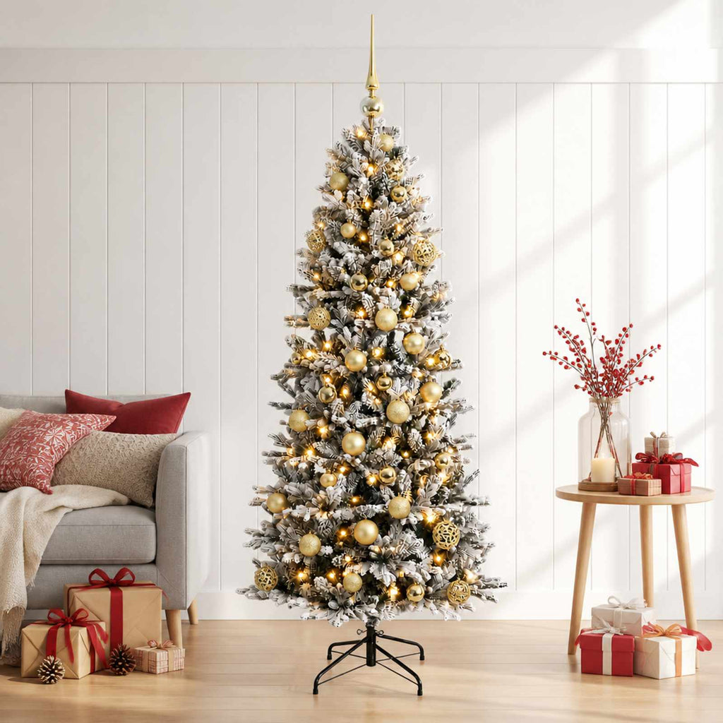 vidaXL Sztuczna choinka z bombką 150 cm 150 LED Ciepła biel PVC i PE