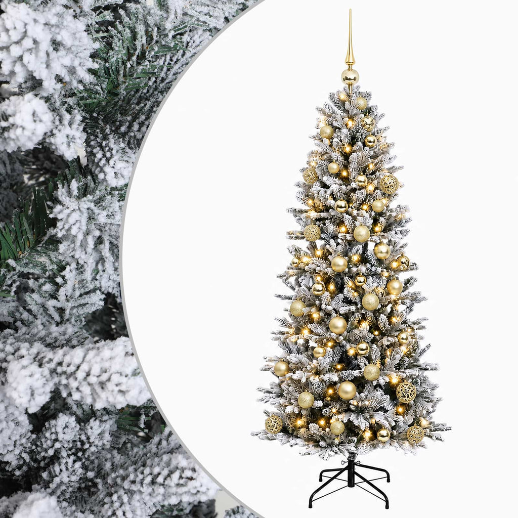 vidaXL Sztuczna choinka z bombką 150 cm 150 LED Ciepła biel PVC i PE