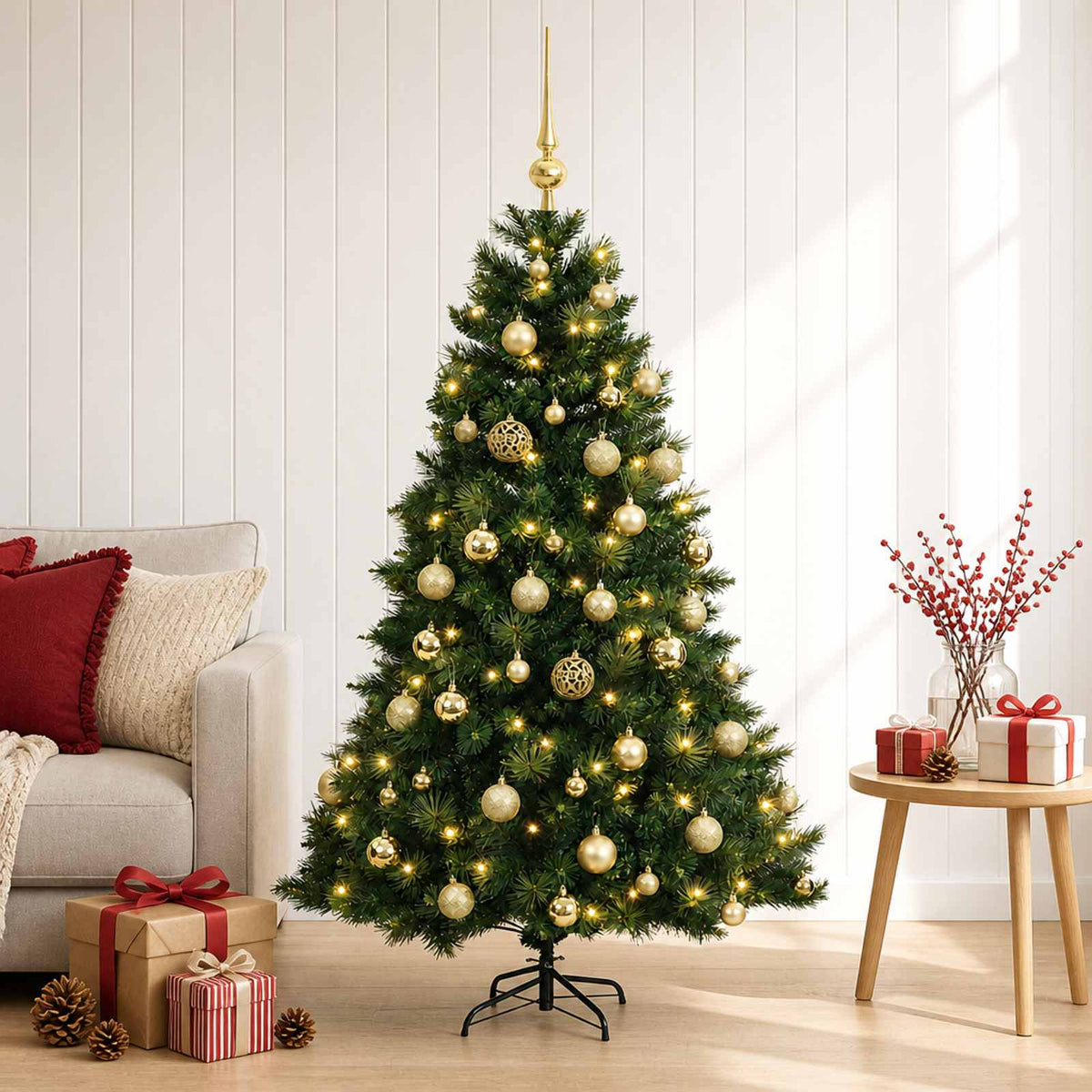 vidaXL Sztuczna choinka z bombką 150 cm 150 LED Ciepła biel