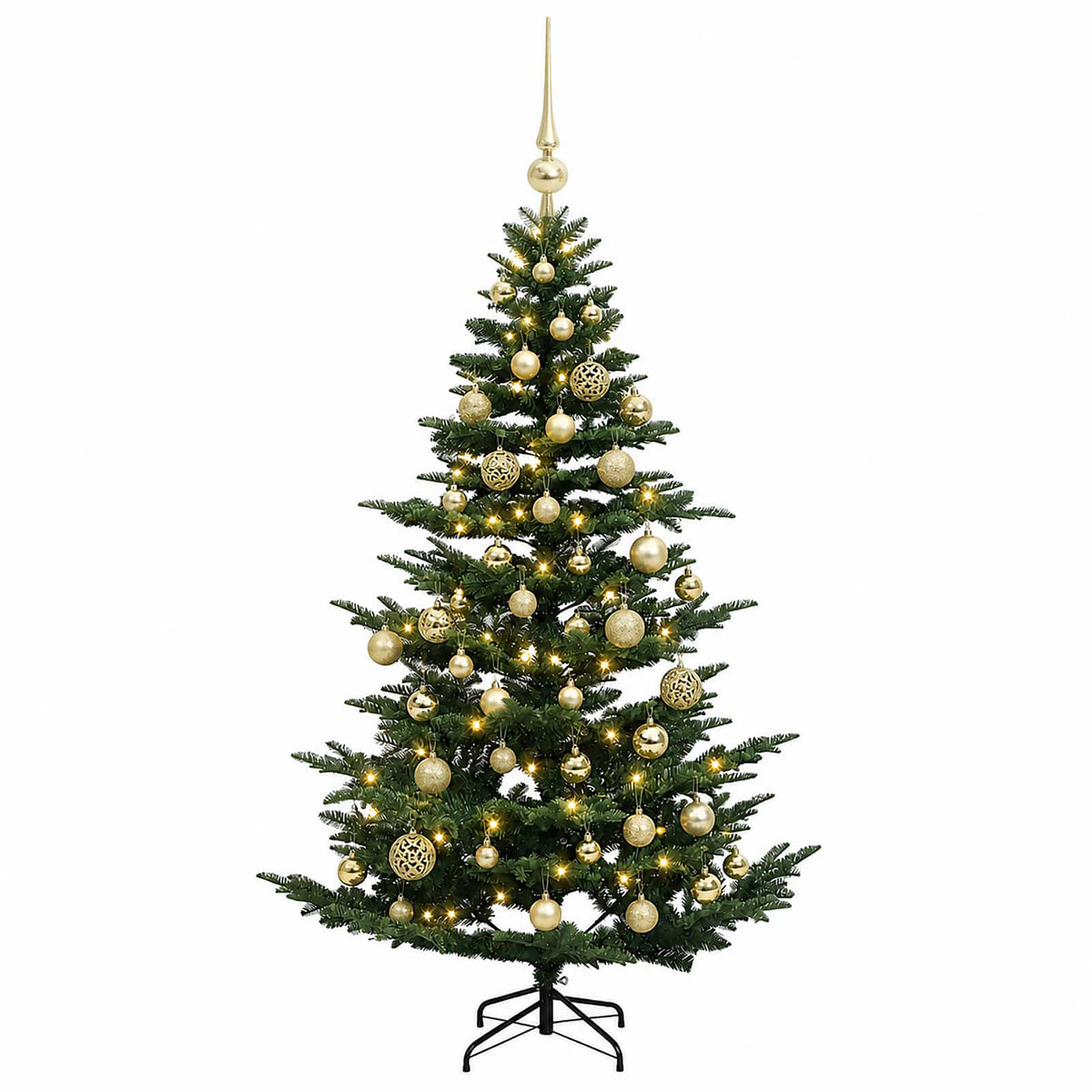 vidaXL Sztuczna choinka z bombką 150 cm 150 LED Ciepła biel PE i PVC
