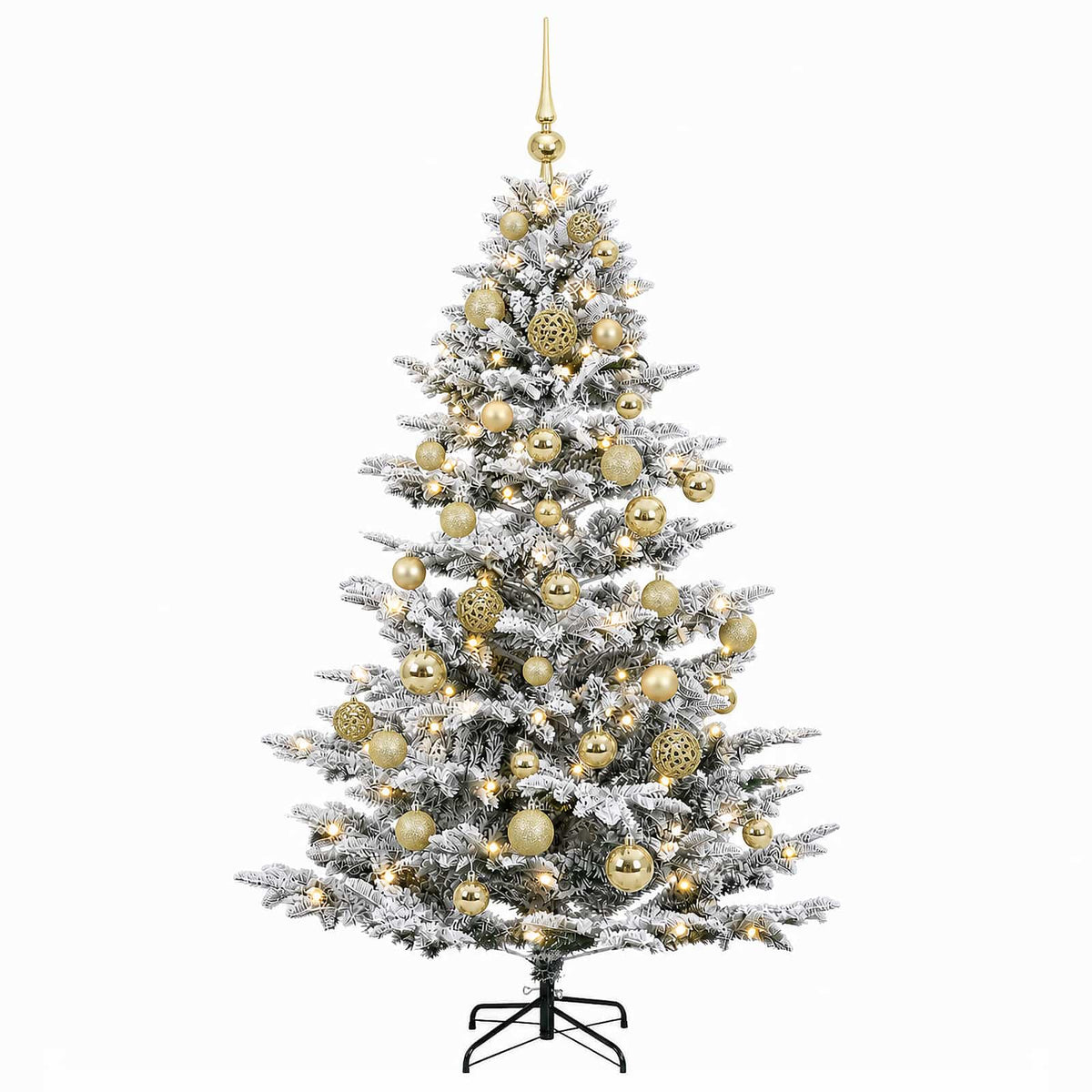 vidaXL Sztuczna choinka z bombką 150 cm 150 LED Ciepła biel PE i PVC