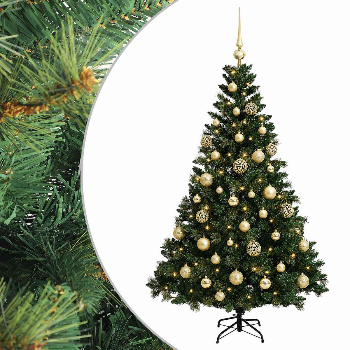 vidaXL Sztuczna choinka z bombkami 150 cm 150 LED Ciepła biel