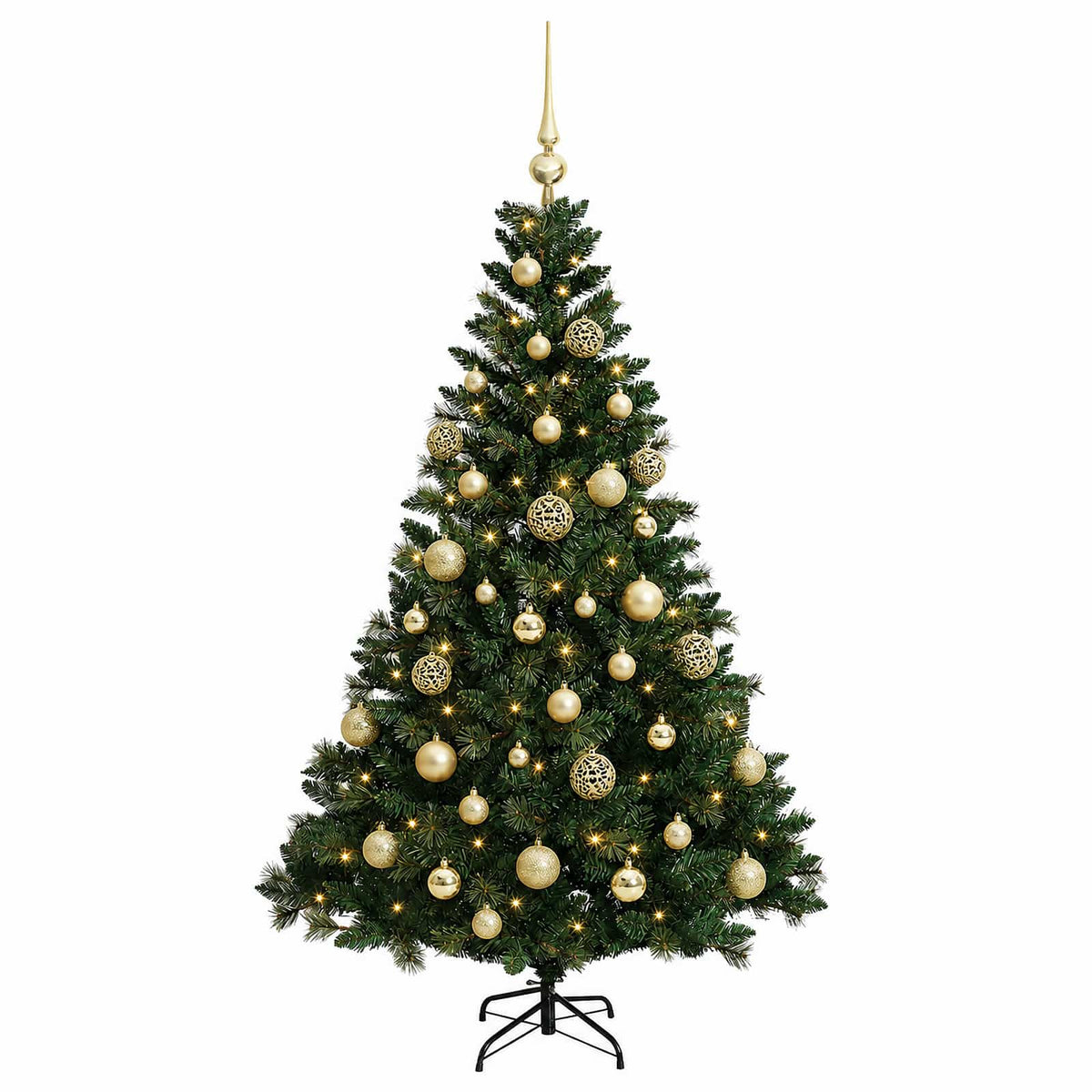 vidaXL Sztuczna choinka z bombkami 150 cm 150 LED Ciepła biel